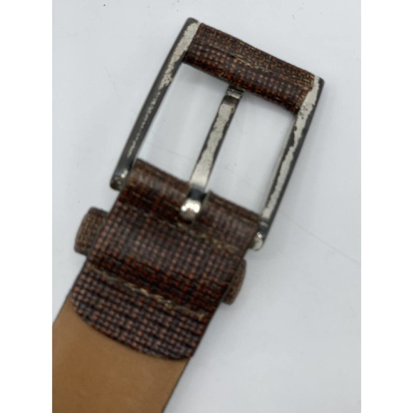 Trafalgar Men's Size 40 Brown Black Textured Crosshatch Leather Dress Belt - Picture 7 of 8